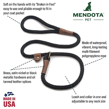 Mendota Slip Leash - Dog Lead & Collar Combo for Small Breeds