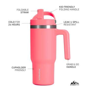 Hydrapeak Kids Voyager 18 oz Tumbler with Handle and Flip-Up Straw Lid | Spill Proof and Leak Resist...