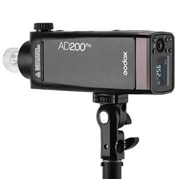 GODOX AD200 Pro AD200Pro Strobe, 200Ws 2.4G Flash Strobe, 1/8000 HSS, 500 Full Power Flashes, 0.01-1.8s Recycling, 2900mAh Battery, Bare Bulb/Speedlite Fresnel Flash Head, Lightweight Compact