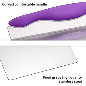 TOPHOME Kitchen Baking Cake Safe Lifter Transfer Shovel Stainless Steel Cookie Spatula Bottom Mover Scraper Bread and Pizza Dough Cutter for Baking Homemade Pizza, Bread, Cake, Pie(Purple)