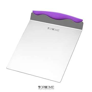 TOPHOME Kitchen Baking Cake Safe Lifter Transfer Shovel Stainless Steel Cookie Spatula Bottom Mover Scraper Bread and Pizza Dough Cutter for Baking Homemade Pizza, Bread, Cake, Pie(Purple)