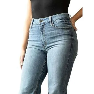 Kimes Ranch Women's Olivia Casual Western High Rise Waist Stove Pipe & Wide Leg Raw Hem Light Wash Denim Jeans, 12-30