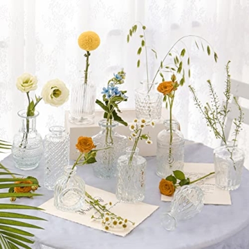 BALGELI 10 Vintage Style Glass Bud Vases - Home Decor Gift Ideas