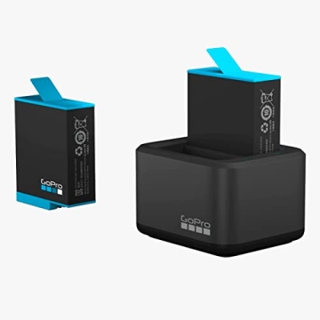 GoPro Dual Battery Charger + Battery for HERO10/HERO9 - High Efficiency Charger and Extra Power