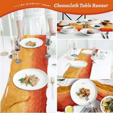 XJJDCB Cheesecloth Table Runner, Gradient-Yellow Orange Gauze Table Runner, Widely Use Cheese Cloth Table Runner 120 Inches Long, Easily Manipulated Sheer Table Runner with Crinkle, for DIY, Party