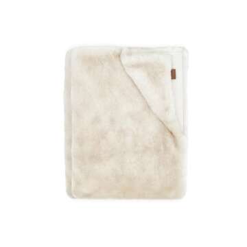 UGG 00500 Firn Soft Oversized Reversible Fleece Throw Blanket Luxury Faux Fur Warm Comfortable Cozy Hotel Style Machine Washable Luxurious Blankets, 70 x 50-Inch, Natural