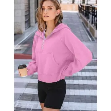 AUTOMET Womens Hoodies Half Zip Sweatshirts Cozy Chic