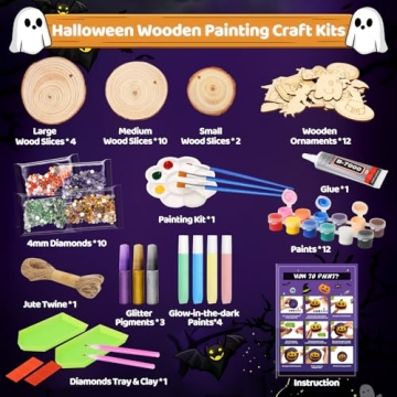 Halloween Wooden Painting Craft Kits for Kids Ages 6-12