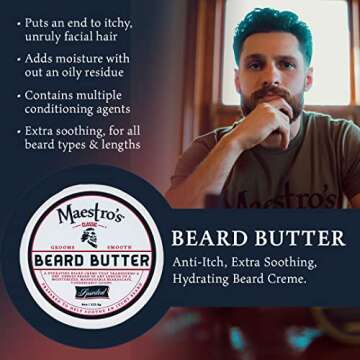 Maestro's Classic BEARD BUTTER | Anti-Itch, Extra Soothing, Hydrating Beard Creme For All Beard Types & Lengths- Spirited Blend, 4 Ounce