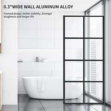 Shower Door Single Panel, Framed Tempered Glass Shower Door 34 * 76 Inch for Walk-in Bathroom, Clear...