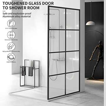 Modern Single Panel Shower Door with Matte Black Finish