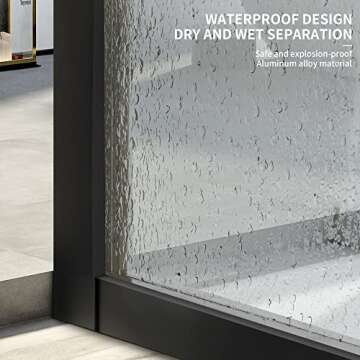 Modern Single Panel Shower Door with Matte Black Finish