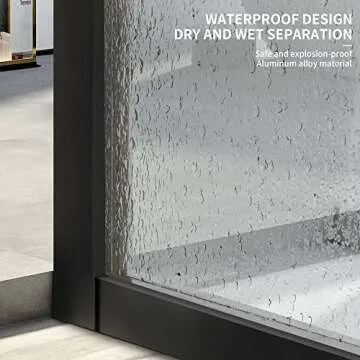 Modern Single Panel Shower Door with Matte Black Finish