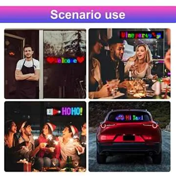 Devil Eyes Light for Cars,Programmable LED Sign,LED Sign for Car,Bluetooth APP Control,DIY Design Text, Patterns, Animations(15"x 4")