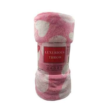 Valentines Blanket - Ultra Soft Microplush Throw 50"x60" | Valentines Day Blanket with Polka Dot Whimsical Heart Design | Heart Blanket for Snuggling, Travel, or Decor | Machine Washable & Durable