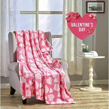 Valentines Blanket - Ultra Soft Microplush Throw 50"x60" | Valentines Day Blanket with Polka Dot Whimsical Heart Design | Heart Blanket for Snuggling, Travel, or Decor | Machine Washable & Durable