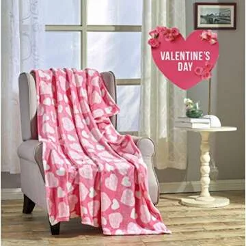 Valentines Blanket - Ultra Soft Microplush Throw 50"x60" | Valentines Day Blanket with Polka Dot Whimsical Heart Design | Heart Blanket for Snuggling, Travel, or Decor | Machine Washable & Durable