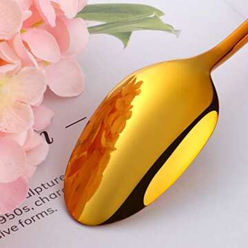 Flatware Set, Luxurious Stainless Steel Tableware Dinner Knife, Dinner Fork, Dessert Fork, Dinner Spoon, Tea Spoon, Cutlery by Buy THINGS! (Orange Red, 5 pieces)