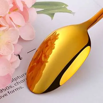 Flatware Set, Luxurious Stainless Steel Tableware Dinner Knife, Dinner Fork, Dessert Fork, Dinner Spoon, Tea Spoon, Cutlery by Buy THINGS! (Orange Red, 5 pieces)