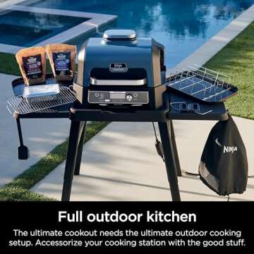 Ninja XSKCOVERXL Woodfire Premium Grill Cover Pro, Compatible with OG800 and OG900 Series, UV & Water Resistant, Elastic Drawstring for Snug Fit, Lightweight, Year-Round Protection, 13'' x 24'', Black