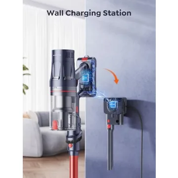 INTETURE Cordless Vacuum Cleaner, 550W 45Kpa Vacuum Cleaners for Home, Stick Vacuum with Self-Standing, Max 60 Mins, Touch Screen, Vacuum Cleaner with Charging Station for Hard Floor Carpet Car Pet