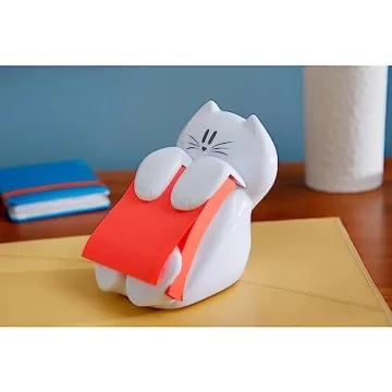 Adorable Cat Post-it Note Dispenser for Organized Workspaces