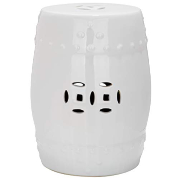 SAFAVIEH ACS4516A Modern Ming Ceramic Decorative Garden Stool, 0, White