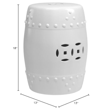 SAFAVIEH ACS4516A Modern Ming Ceramic Decorative Garden Stool, 0, White