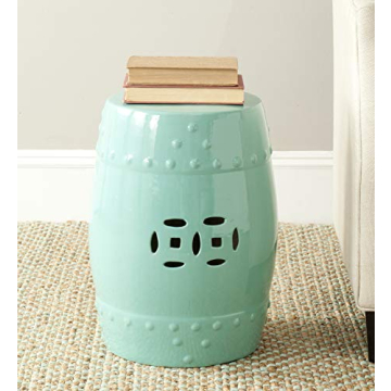 SAFAVIEH ACS4516A Modern Ming Ceramic Decorative Garden Stool, 0, White