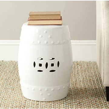 SAFAVIEH ACS4516A Modern Ming Ceramic Decorative Garden Stool, 0, White