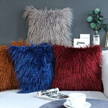 Kevin Textile Luxury Navy Blue Fur Pillow Cover Set