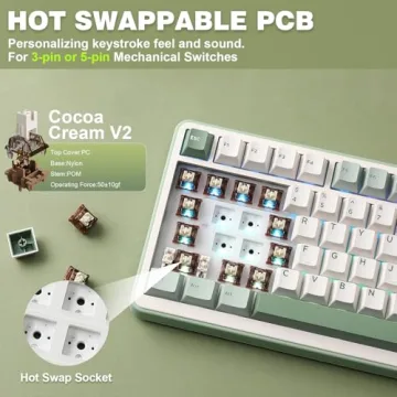 YUNZII B75 PRO Wireless Mechanical Keyboard with Knob