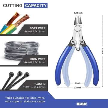 IGAN-330 Flush Cutters, Precision Wire Cutter, Flush Pliers, Wire Snips, Electrical Cutters, Sprue, ...