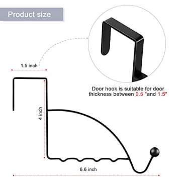 Hotop 2 Pcs Over The Door Hooks Over Door Hanger Sturdy Valet Hooks Mounted Hanging Storage Organize...
