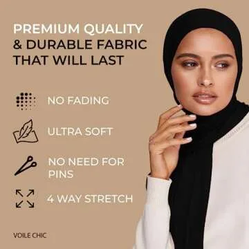 VOILE CHIC Premium Jersey Hijab Scarf For Women - Islamic Head Scarf Wrap Hijabs - Black