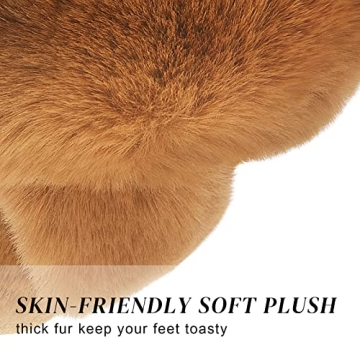 Parlovable Women's Cross Band Slippers Fuzzy Soft House Slippers Plush Furry Warm Cozy Open Toe Fluffy Home Shoes Comfy Indoor Outdoor Slip On Breathable Caramel 5-6