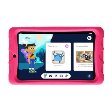 ONN 8-inch Kids Tablet, - 2.0 GHz Quad-Core, 32GB Storage, 2GB RAM, 8" (1280 x 800) Touchscreen, Android 12, Charcoal - with Pink Silicone Case (Renewed)