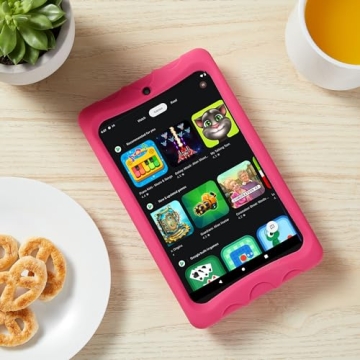 ONN 8-inch Kids Tablet, - 2.0 GHz Quad-Core, 32GB Storage, 2GB RAM, 8" (1280 x 800) Touchscreen, Android 12, Charcoal - with Pink Silicone Case (Renewed)