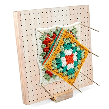 9.25 Inches Rubber Wooden Crochet Blocking Board,Crochet Accessories with 20 Pcs Steel Pins for Knit...