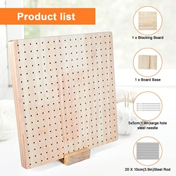 Top Rubber Wooden Crochet Blocking Board with Steel Pins