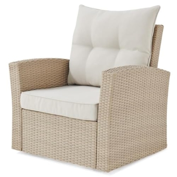 Canaan All-Weather Wicker Outdoor Armchair, Cream Cushions - Durable, Weather-Resistant Patio Chair ...