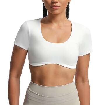 Aoxjox Short Sleeve Crop Tops for Women Define Sculpt Workout Cropped T Shirt Top (White, X-Small)