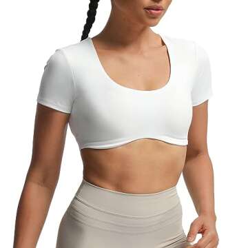 Aoxjox Short Sleeve Crop Tops for Women Define Sculpt Workout Cropped T Shirt Top (White, X-Small)