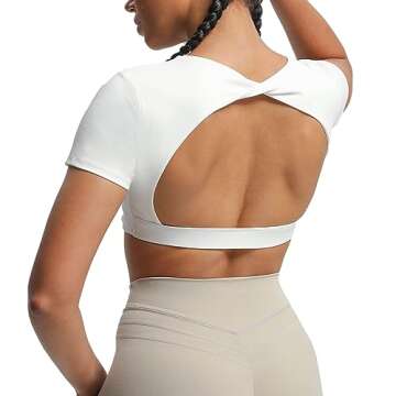 Aoxjox Short Sleeve Crop Tops for Women Define Sculpt Workout Cropped T Shirt Top (White, X-Small)