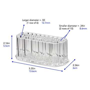 BY ALEGORY Acrylic Makeup Brush Organizer Slim Handle Storage Holder 26 Space Organization Cosmetic Storage Display Case Refillable Container (2)