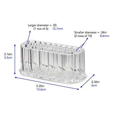 BY ALEGORY Acrylic Makeup Brush Organizer Slim Handle Storage Holder 26 Space Organization Cosmetic Storage Display Case Refillable Container (2)