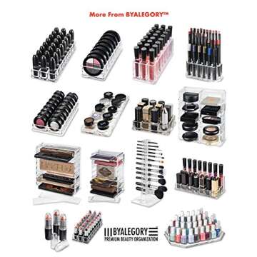 BY ALEGORY Acrylic Makeup Brush Organizer Slim Handle Storage Holder 26 Space Organization Cosmetic Storage Display Case Refillable Container (2)