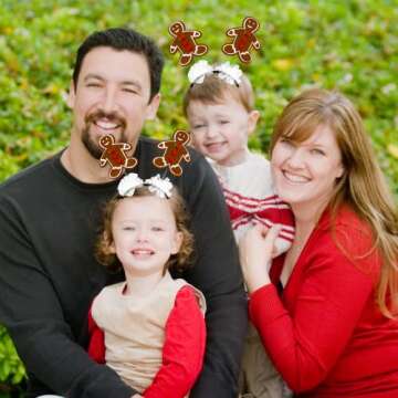 Needzo Gingerbread Man Headband with Tulle, Sparkly Festive Holiday Party Accessory, Stocking Stuffer, or Gift, One Size Fits Most