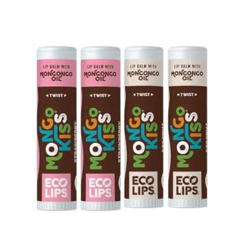 Eco Lips Mongo Kiss 4 Pack Lip Balm - Strawberry Lavender & Coconut Variety - 100% Natural and Made ...