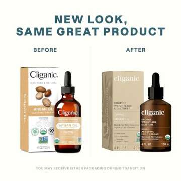 Cliganic USDA Organic Argan Oil, 100% Pure | for Hair, Face & Skin | Natural Cold Pressed Carrier Oil, Imported from Morocco (Packaging May Vary)